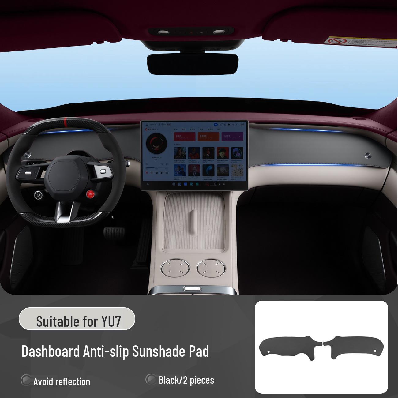 Xiaomi YU7 Dashboard Sunshade: Anti-Glare, Light-Blocking Mat for Center Console Protection. No size