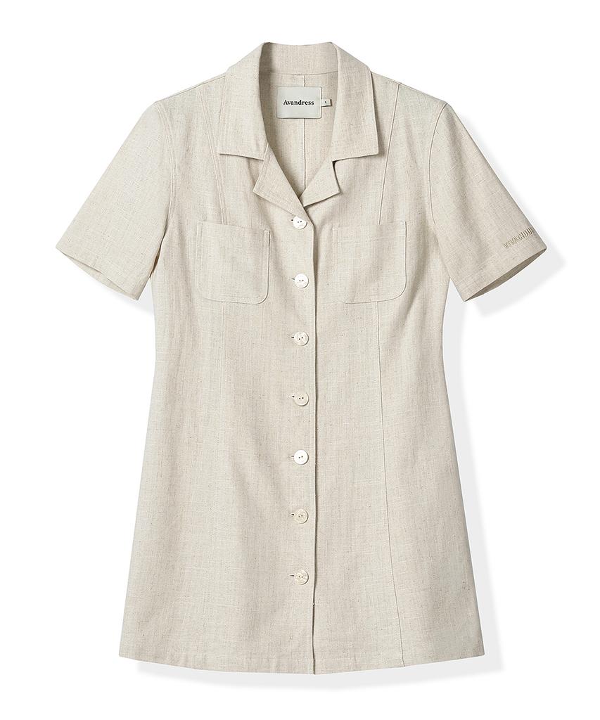 AVANDRESS Linen Like Jacket Dress Oatmeal