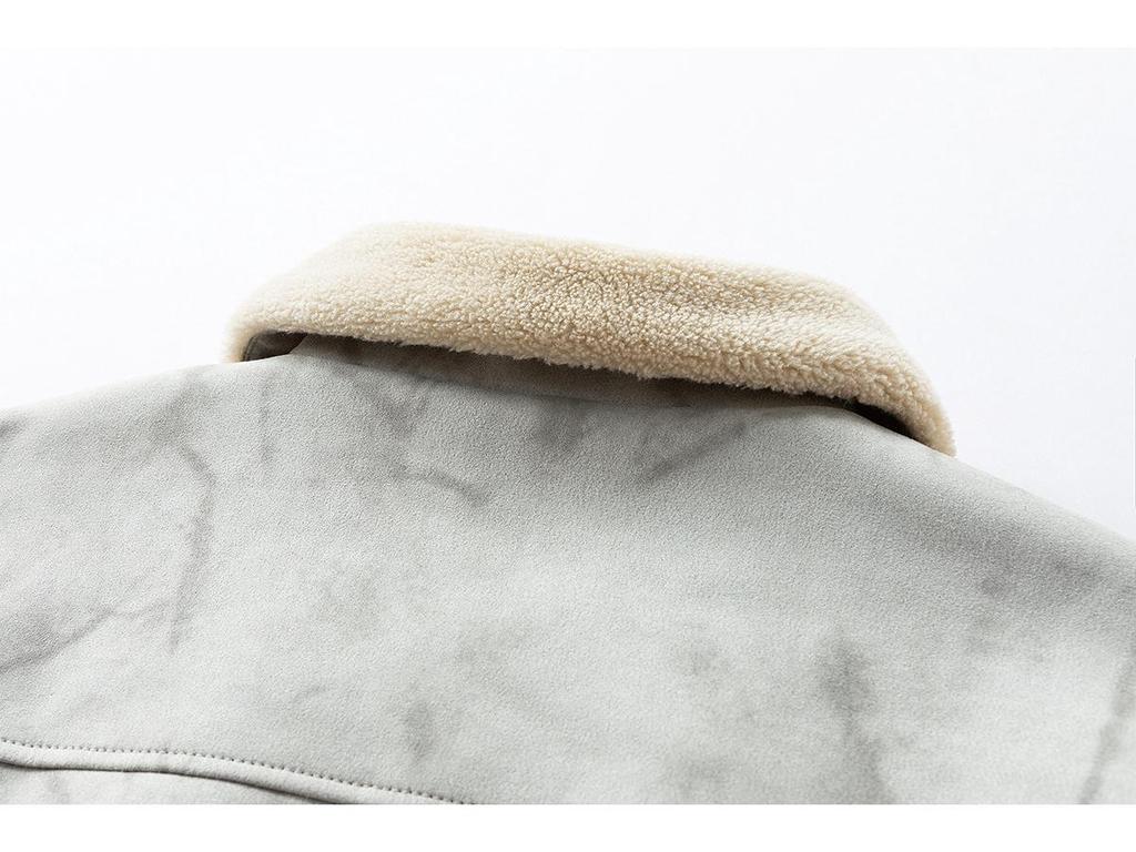 Men's Plush Fleece-Lined Suede Lapel Jacket: Business Casual, Versatile, Loose-Fit, Fashionable, Comfortable.
