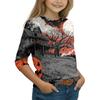 Kids Casual Long Sleeve T-Shirt with Halloween Print Round Neck for Party Costume