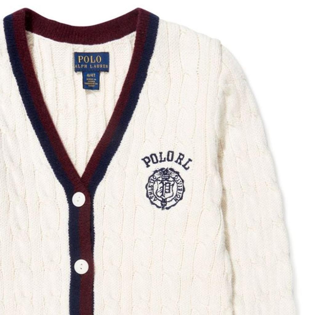 Polo Ralph Lauren Sweater Kids Letter Logo Embroidery Cable Knit Cardigan Kids sweaters Off-White 313916555-001