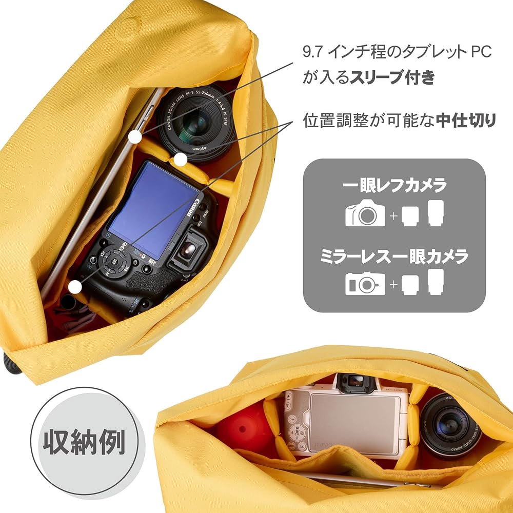 HAKUBA Chululu Camera Bag, Renew Flap Shoulder Bag M, Mustard AMZSCH-REFSBMMT. A Sustainable Bag Made from Recycled Materials, with a Casual Design Pe