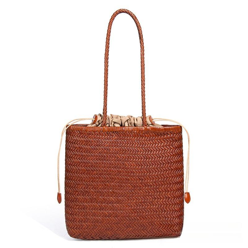 

Genuine Leather Women s Woven Tote Bag Purse Trendy Woven Shoulder Bag Purses Handbags 30x27x7cm