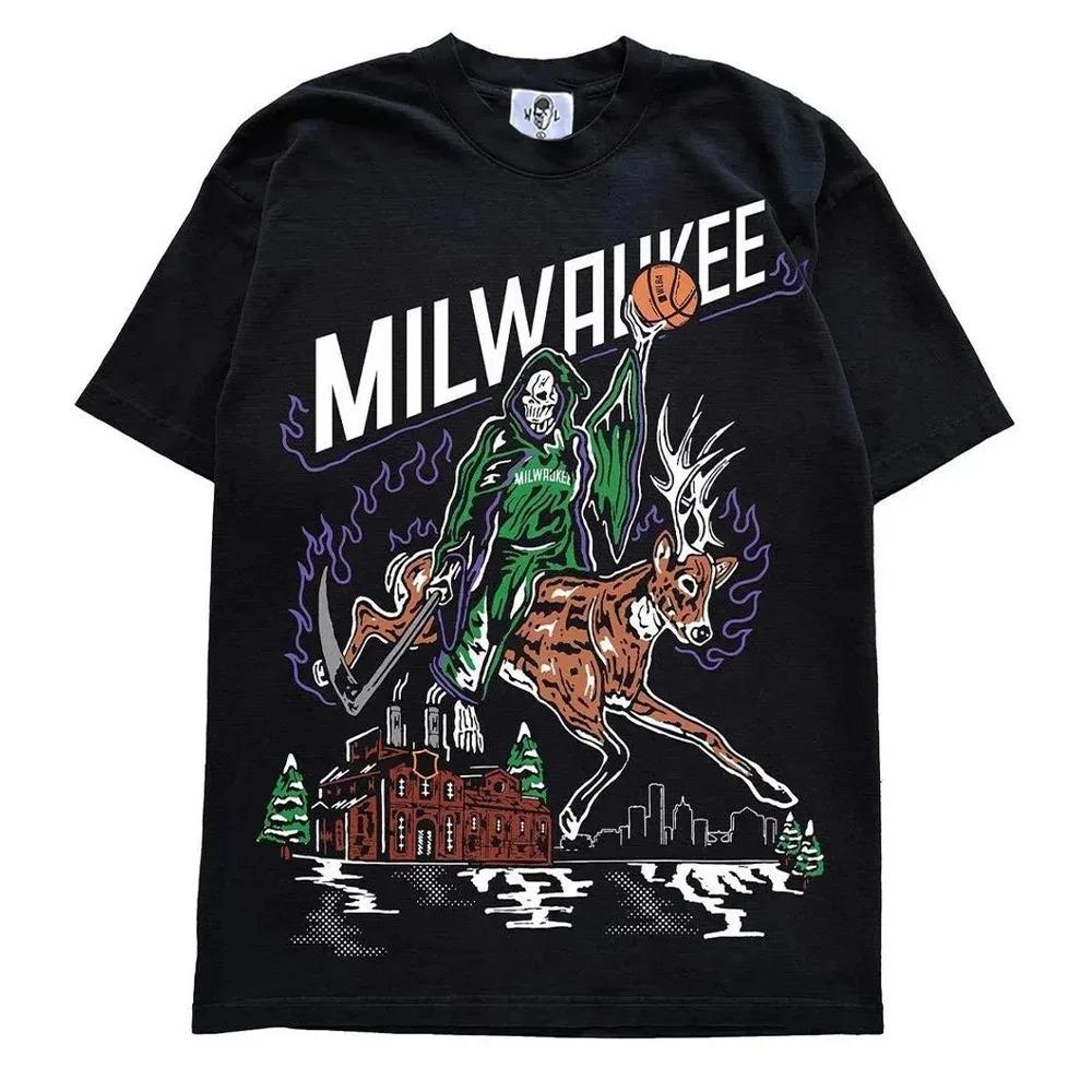 2024 Summer Classic WL T Shirts Streetwear Anime Casual Harajuku Pure Cotton T-Shirts Clothing Print Short Sleeve Tops Tees