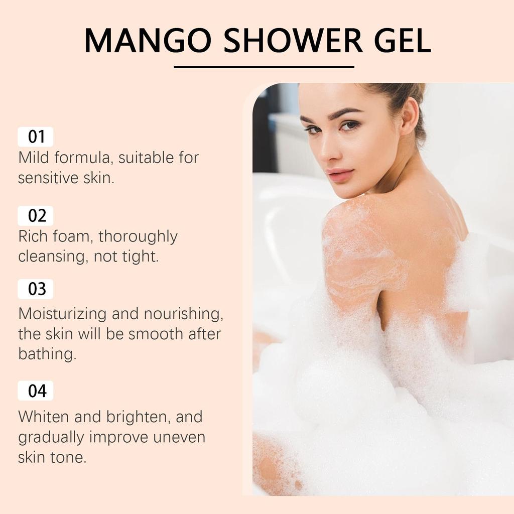 Vitality Mangos Shower Gel Moisturizing, Cleaning, Brightening, Oil Removing, Moisturizing, Nourishing, Fresh Shower Gel 60ML