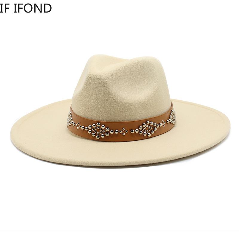 2022 Fedora Hat for Women Retro Wool Felt Jazz Hat 9.5CM Wide Brim Church Wedding Hat Street Fashion Black Dress Cap