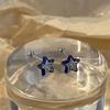 1 paio di orecchini a bottone mini pentagramma a forma di stella di cristallo blu alla moda per le donne, orecchini estetici dolci e alla moda, gioielli Y2k