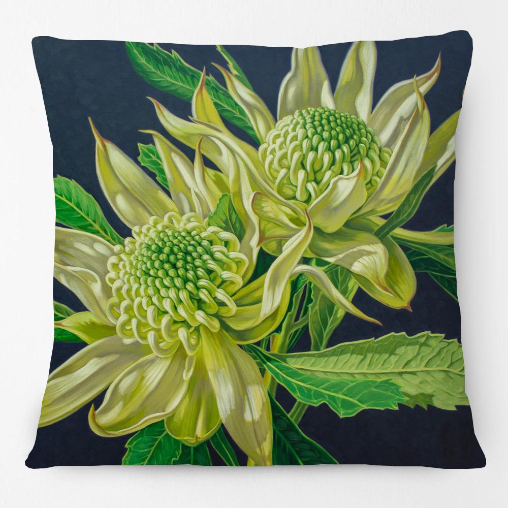 Australian Waratah Flower Banksia And Wattle Plant Cushion Covers Decorative Pillowcase Peach skin 18*18(CM)-1Pcs