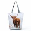 Highland Cow Print Single Shoulder Tote Bag - Large Capacity, Fashionable Zipper Handbag