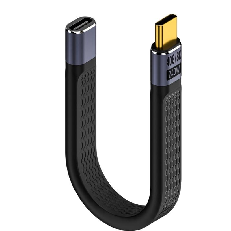 240W 40GB Short USB C to USB C Cable 90 degree Fast Charging Type C Cord 40Gbps Data Transfer Flat Data Charge Extension Cable