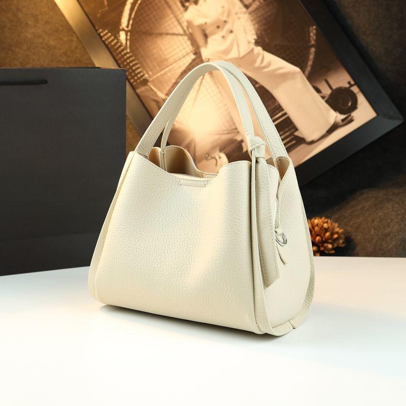 Single Shoulder Messenger Bag Commuter Leather Handbag Premium Niche Design Bucket Bag Vegetable Basket