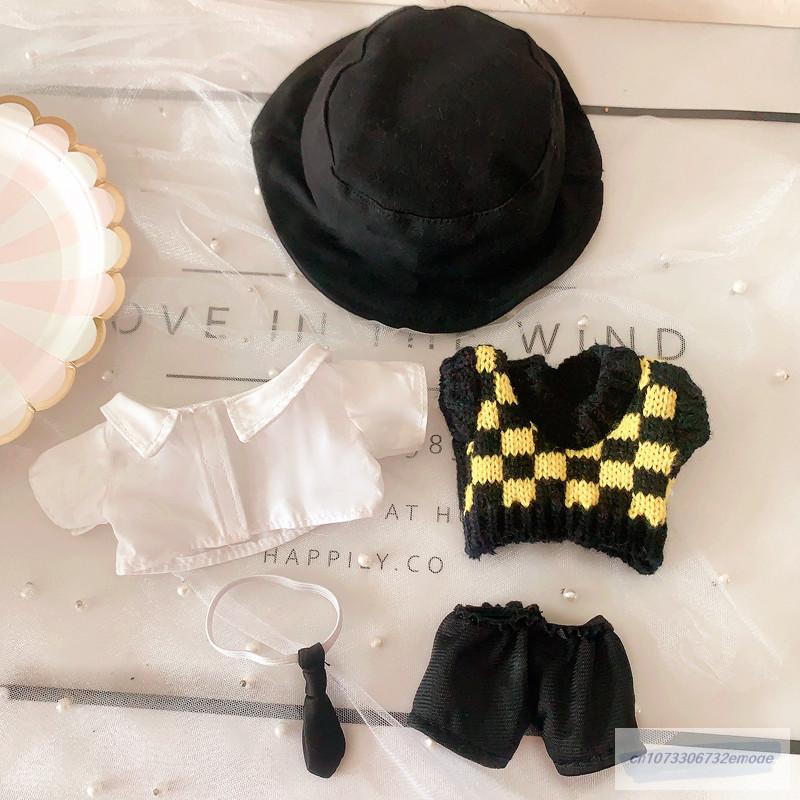 20CM idol Star EXO Doll Dolls Clothes Knitted Sweater necktie pants shoes Vest Fisherman beret hat dolls Accessories toys Gift