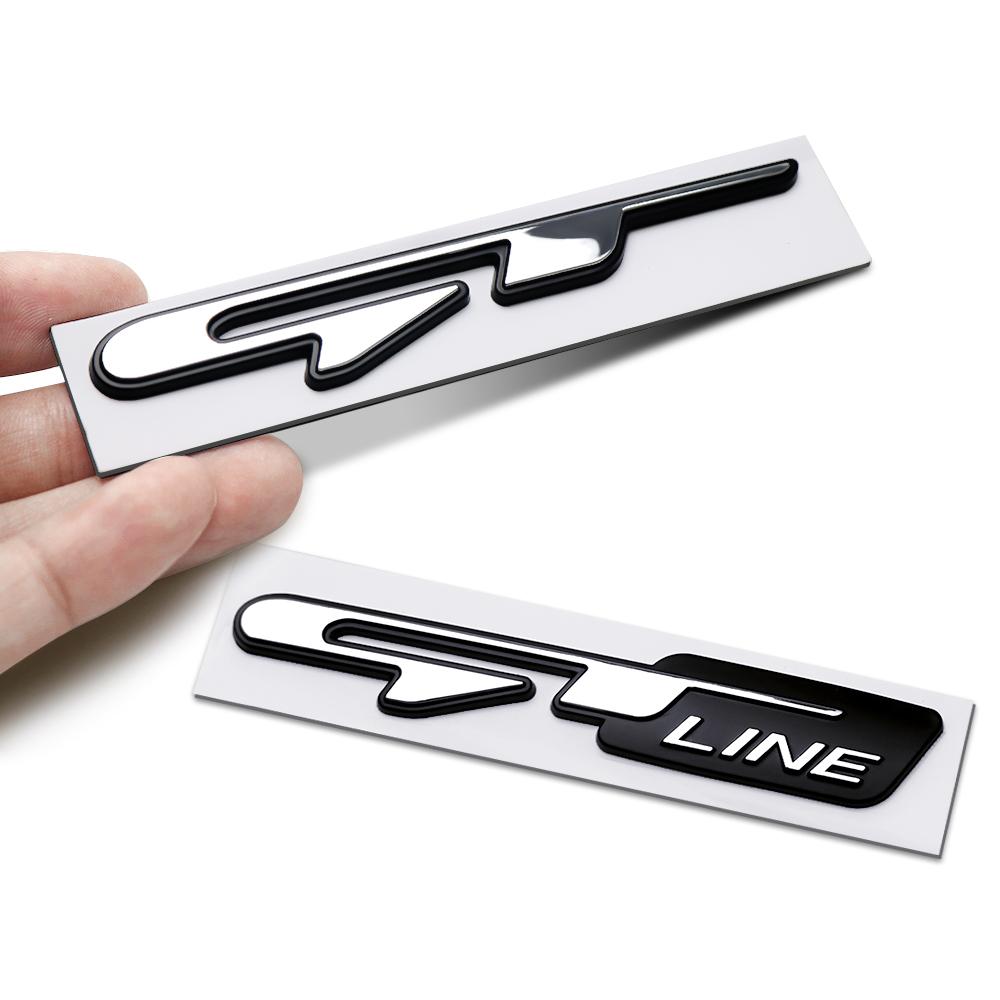 AABJC1 3D Car GT line Design Fender Rear Trunk body Emblem Badge sticker For Peugeot For Kia K9 Forte Ceed Cerato RIO K3 K5 Accessories