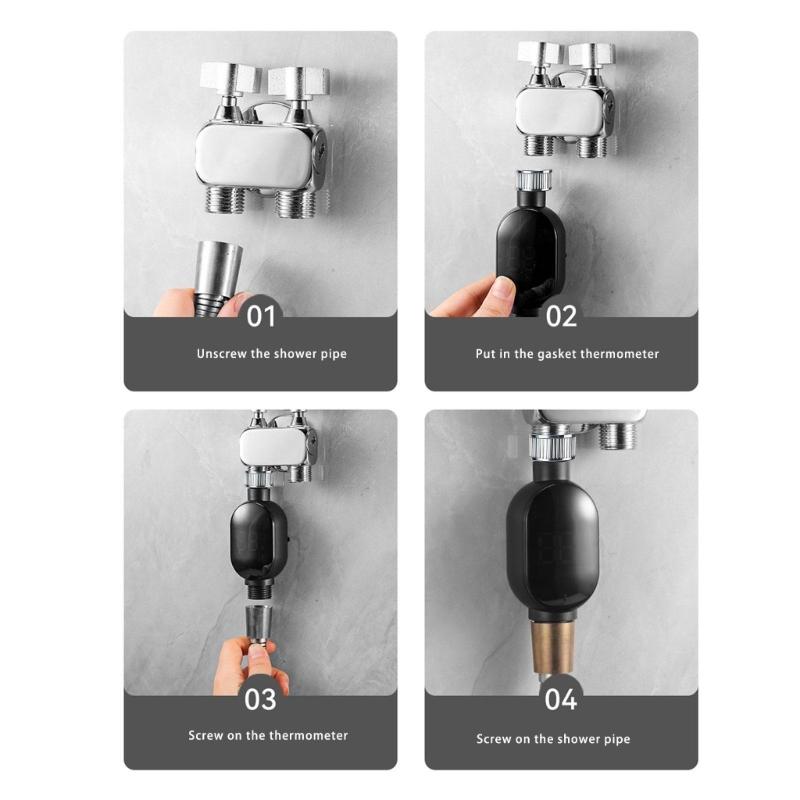 Strong Steel Shower Head Temperature Monitors Waterproof Housing Fast Thermal Response Bathroom Upgrades