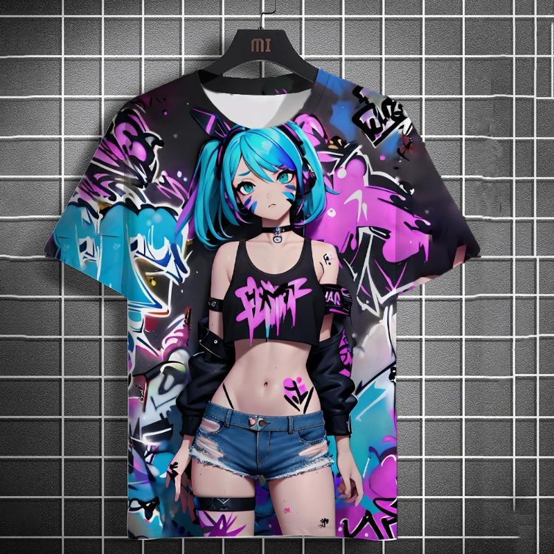 Sailor Moon Hatsune Miku Anime Graphic T Shirt Summer Men's Shirts Women Y2k t-shirts Casual Trend Kids