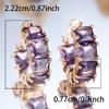 Orecchini a Cerchio da Donna di Lusso con Grande Pietra di Zircone Viola Moda Colore Oro Gioielli da Matrimonio per Donne