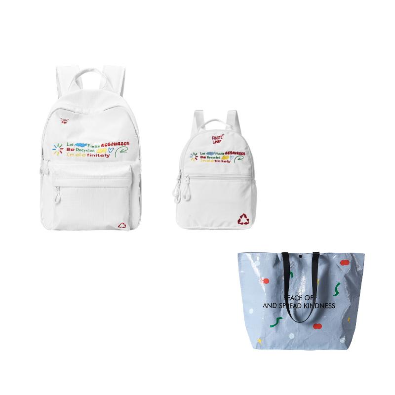 FINITE LOOP Recycled Polyester Backpack Unisex White K1021-X
