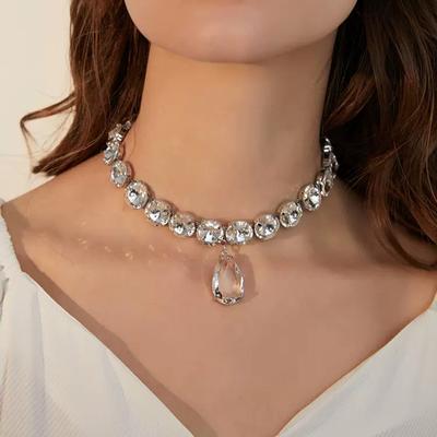 European and American Temperament Choker Collar Rhinestone Neck Chain Short Niche Collarbone Chain Tide Internet Celebrity Necklace Jewelry Neck Chain