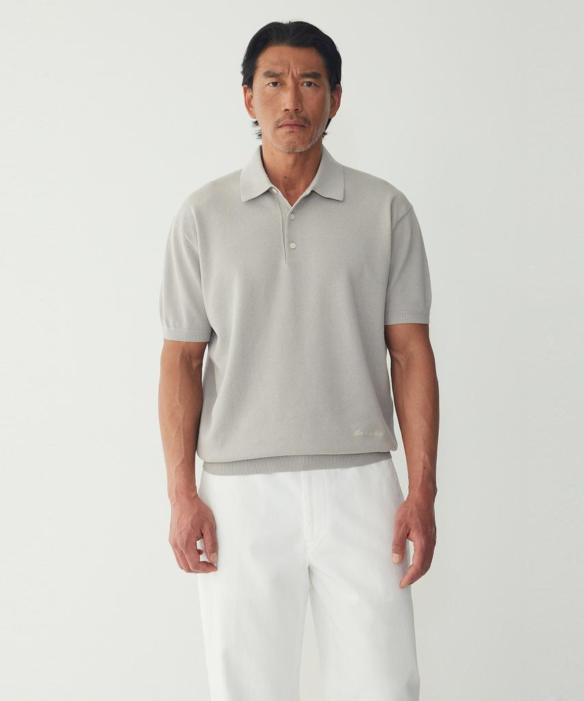 MAN ON THE BOON Textured Short Polo_Grey 4716113024