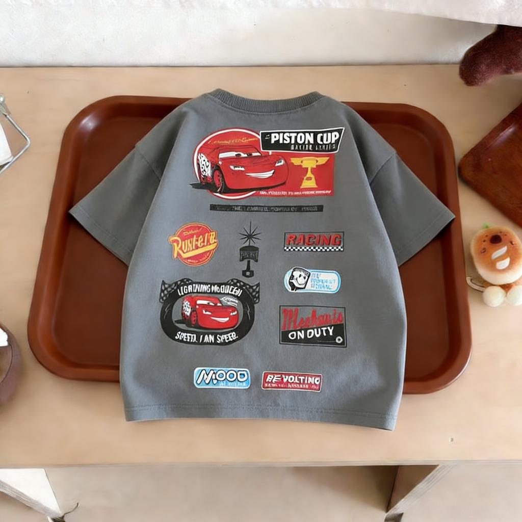 Summer Clothing Printed Cartoon Car Boys Tshirts Tops Short-sleeved Children's Wear Round Collar T-shirt Kids Costume T Shirts