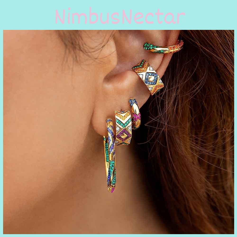 Modern Alloy Ear Clips For Women Colorful U-shaped Rhinestone Fashion Jewelry