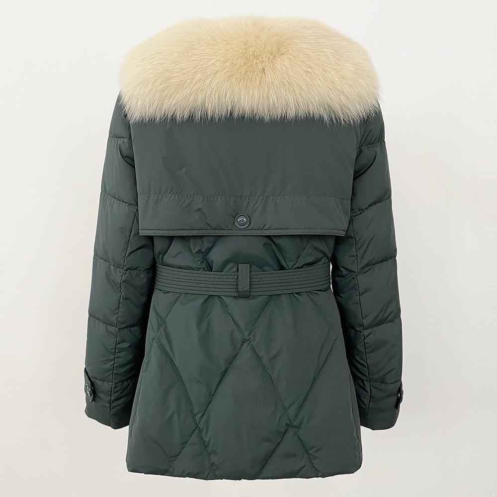 OFTBUY 2024 Winter Jacke Frauen Echt Fox Pelz Kragen Natürliche Dicke Warme Ente Unten Mantel Gürtel Oberbekleidung Streetwear Casual