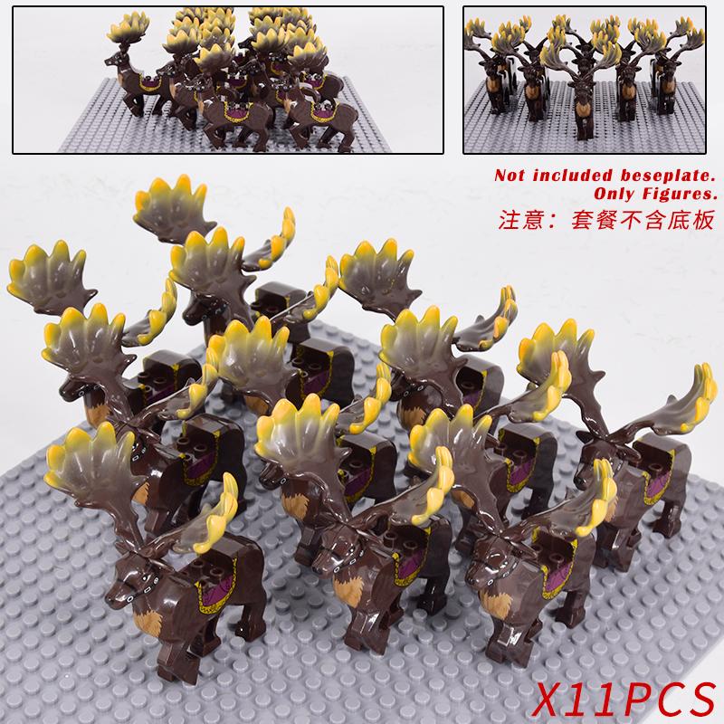11pcs Medieval Action Figures Lotr Soldiers Armored Wolf Rider Upgraded Version Mount Knights Building Blocks Bricks Toys
