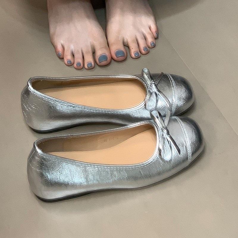 

No tired feet, Mary Jane shoes, bow vintage ballet shoes, 2025 new style, heightened single shoe girl 35