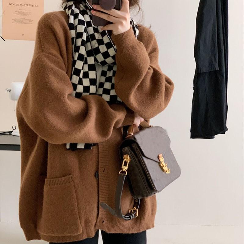 Weicher und lässiger Strickcardigan für Damen Herbst Neu Sanfter V-Ausschnitt Strickmantel