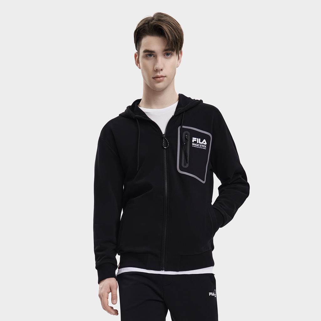 FILA X MAGIC STICK 2023 Autumn New Hooded Jacket Fashion Casual Knitted Long Sleeve Top Men tops Black F11M339501FBK