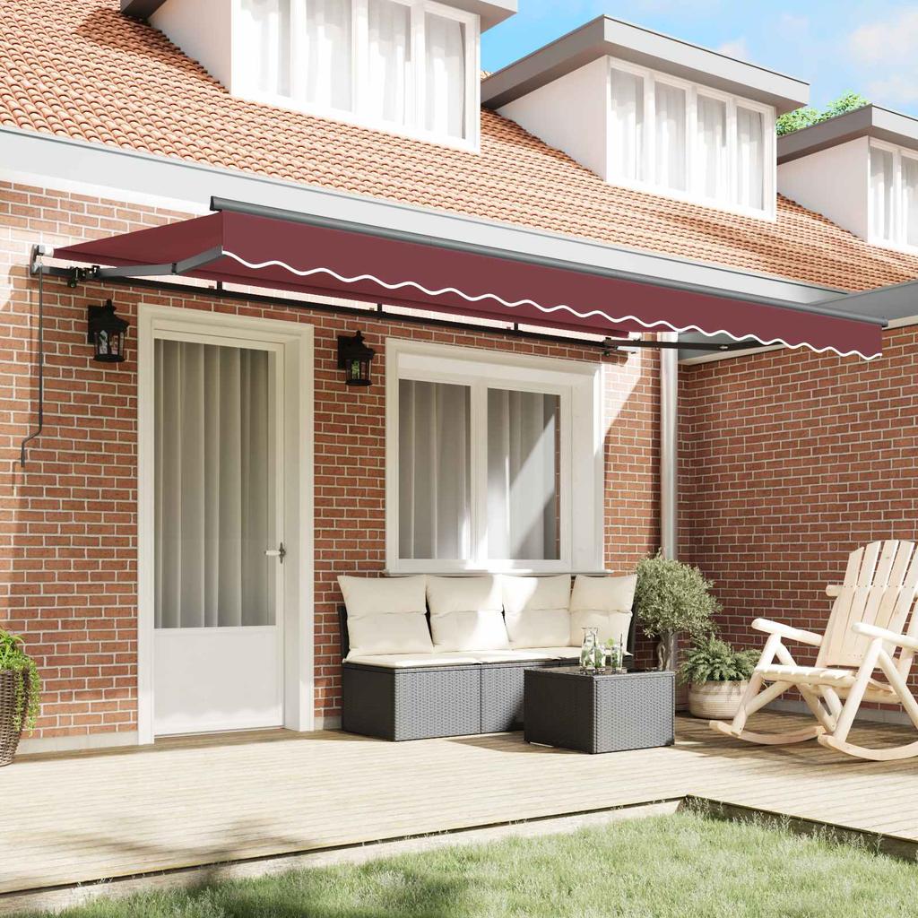 Retractable Awning Burgundy Red 350 X 200 Cm Fabric