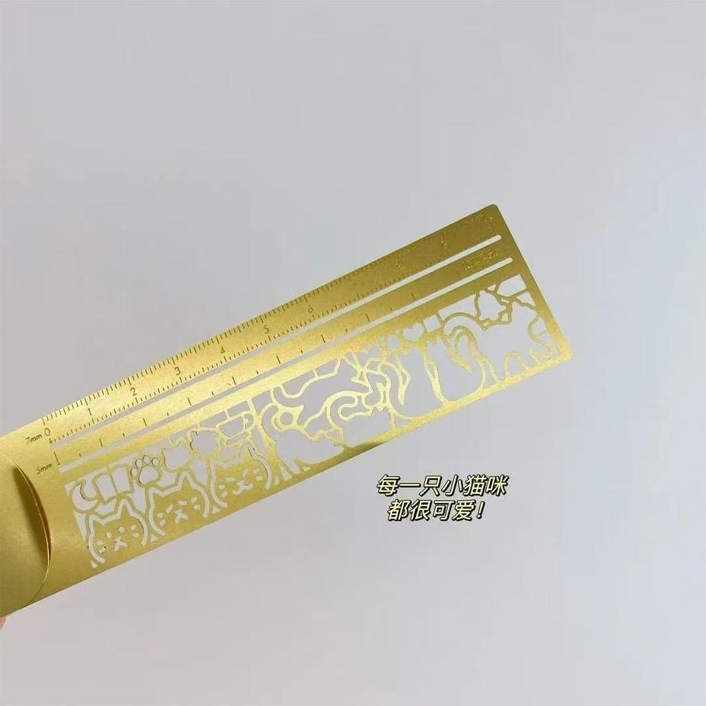 1PC Cat Ruler Hollow Metal Bookmark Ruler Multifunctional Ruler for Painting Drawing Diary Hand Account Tool Cute Gift