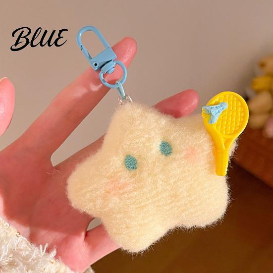 Mini Stuffed Pendants for Schoolbags Star Moon Plush Pendant, Cute Keychain Charm Soft Fabric Decorations with Blush Face Lobster Clasp, Pendant