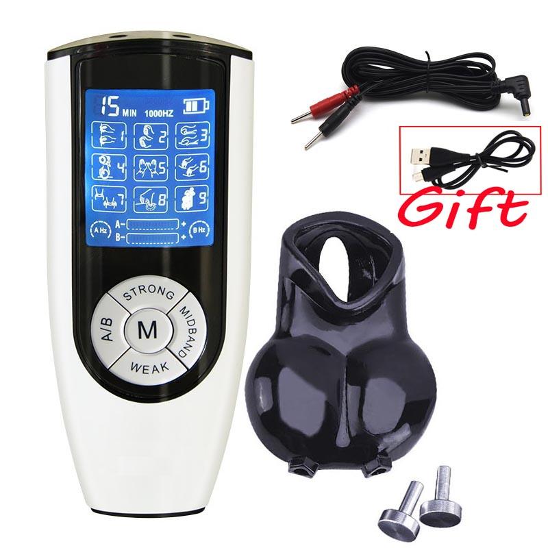 Electric Shock Scrotum Bondage Sleeves,SM Male Glans Electro Stimulator Massage Cup,Electro Sex Chastity Cage Cock Ring  Toy
