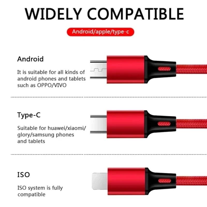 Car Emblem 3in1 Type C Lightning Micro USB Fast Charging Cable for Toyota TRD GR Yaris Corolla Auris Rav4 Land Vios LEVIN Camry Prado
