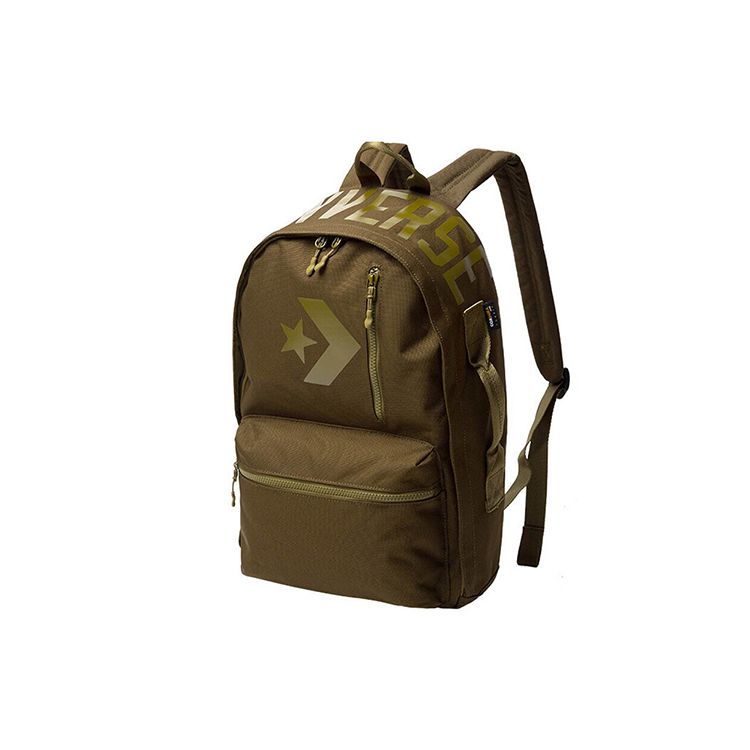 Converse Logo Zipper Backpack Unisex Backpacks Olive-Green 10008268-A12 Olive Green