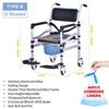 Premium Aluminum Alloy Commode Chair Household Elderly Disabled Person Toilet Chair Nursing Care Shower Chair