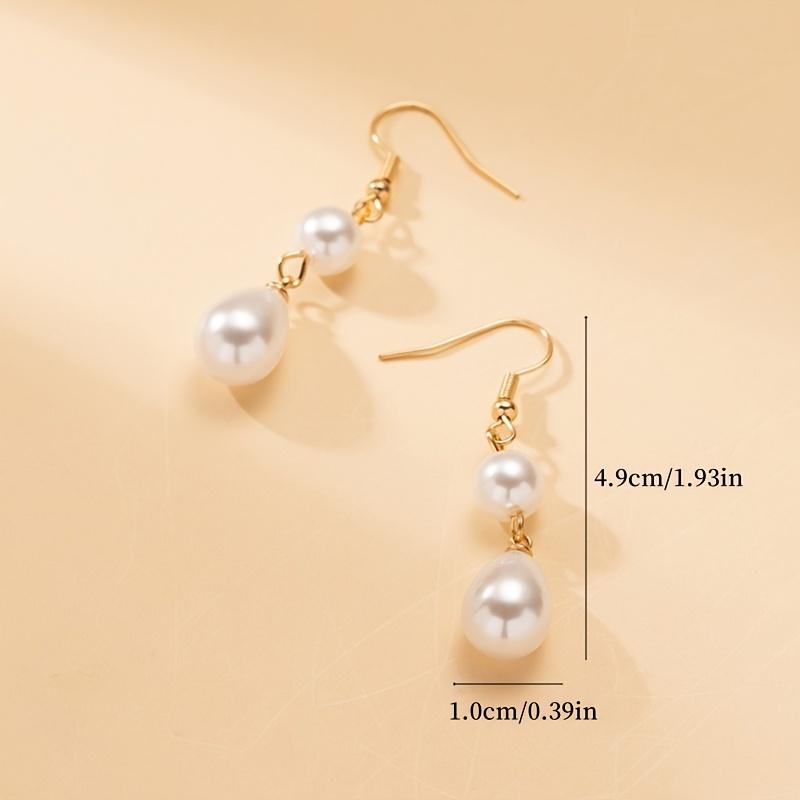 A Pair of Elegant Teardrop Imitation Pearl Earrings, Simple Graceful Design for Women – Suitable for Daily,Anniversary. Wonderful Gift for Her
