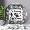 White Christmas Aluminum Wreath Sign Snowflake Holiday Wall Art Decor Metal Plaque Vintage
