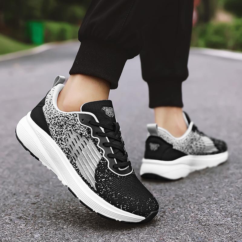 Summer Flying Weaving Long Jump Shock Absorption Campus Sports Students Ultra Light Running Shoes Casual Shoes Large Size
