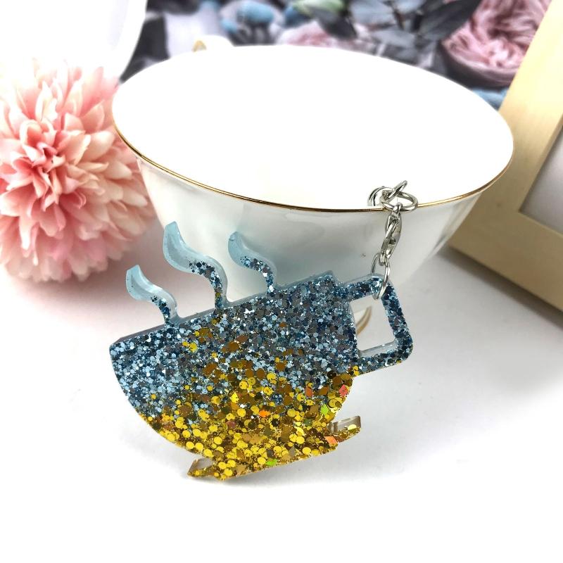 Reusable Silicone Keychain Mold For Epoxy Resin Art Creative Coffee Cup Shape Keyring Casting Mould