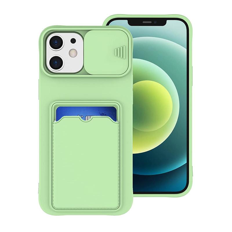 Schiebekamera-Schutz Brieftaschenhalter Kartenfach Handyhülle Für iPhone 16 15 14 Pro Max Plus Weiches Silikon Stoßfester Bumper