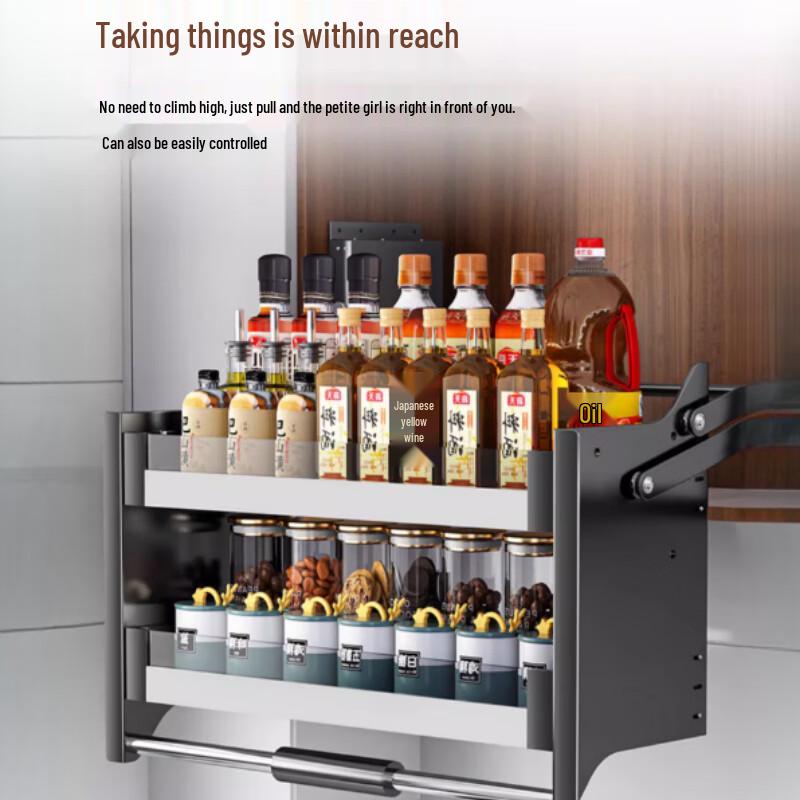 Kitchen Pull-Down Lifting Cabinet Storage System