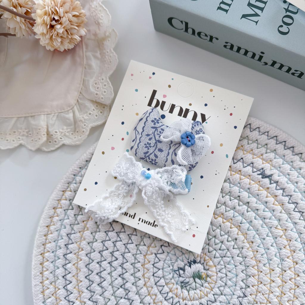 Floral Printed Hair Clips for Baby Girls Lace BB Clips Cute Bowknot Barrettes Hairpins Children's Hair Accessories Kids Headwear