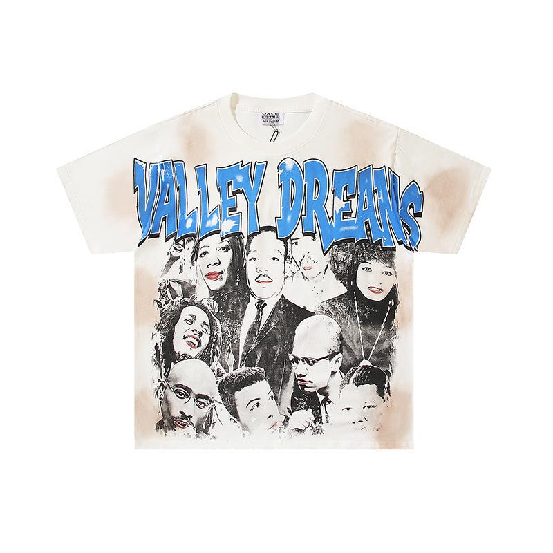 26 Cross-border foreign trade VALL Meichao high street retro washing water old direct injection hot diamond short sleeve pullover men's and women's 