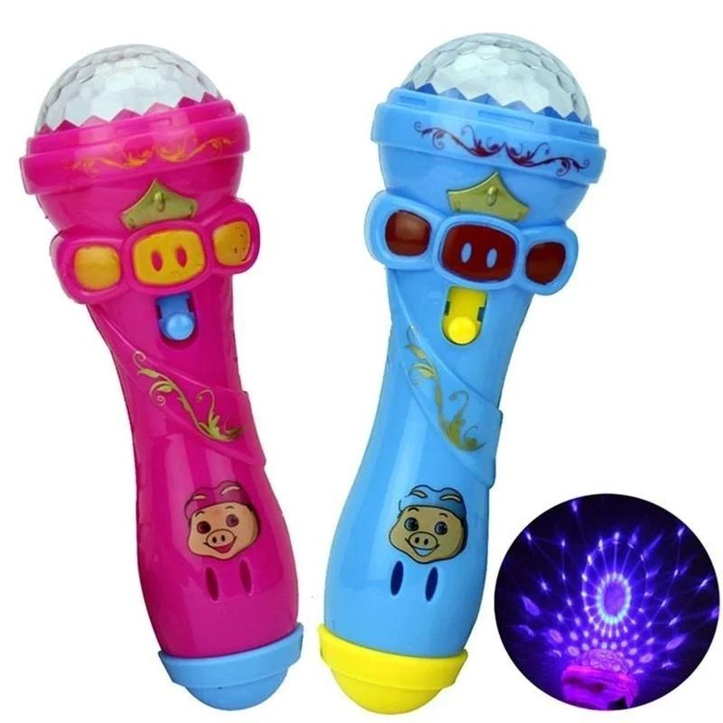 6 In LED Projektion Mikrofon Flash Mikrofon Licht emittierende kinder Spielzeug Kinder Geschenk