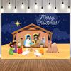 Merry Christmas Birth of Jesus Backdrop Starlit Sky Baby Shower Christianity Party Decor Supplies Banner Photo Background Prop4