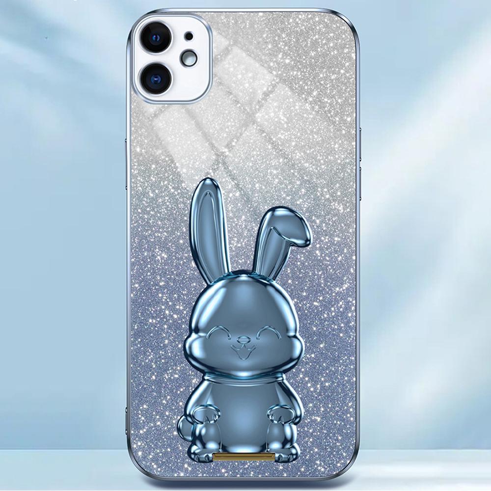 For iPhone 12 mini Glitter Powder Case Pull-out Kickstand Smart Phone Cover