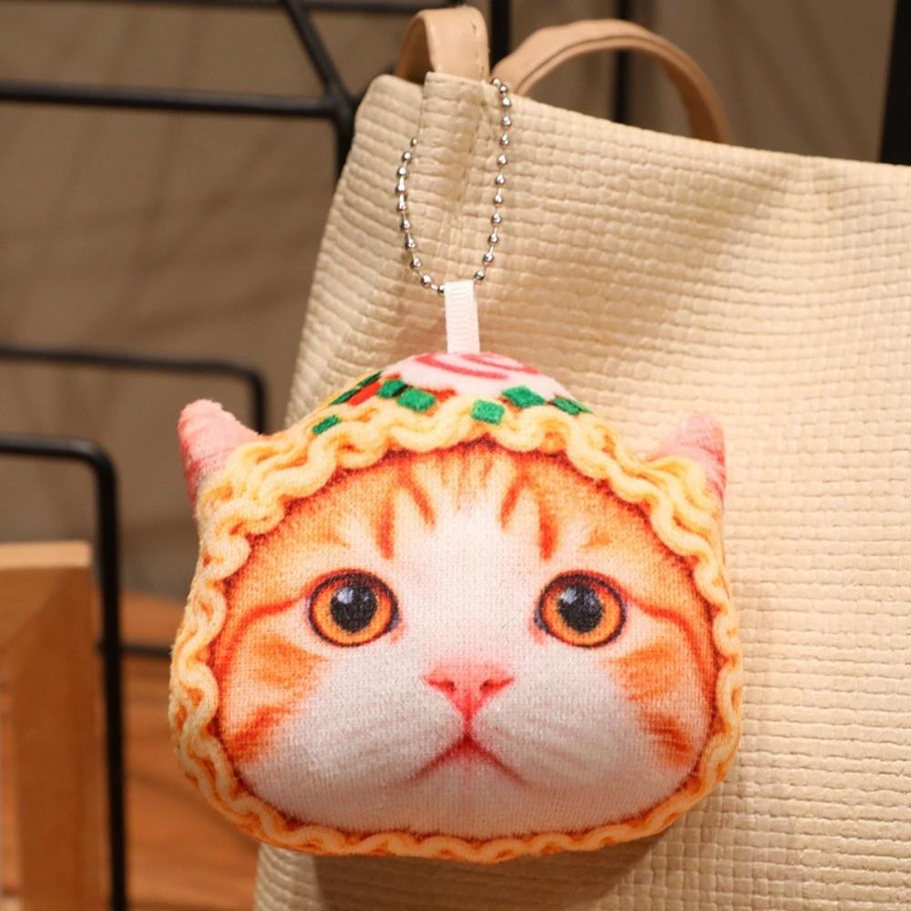 Food Style Kitten Pendant Plush Cartoon Cat Doll Gifts Keyring Pendant  Bag Hanging Ornament
