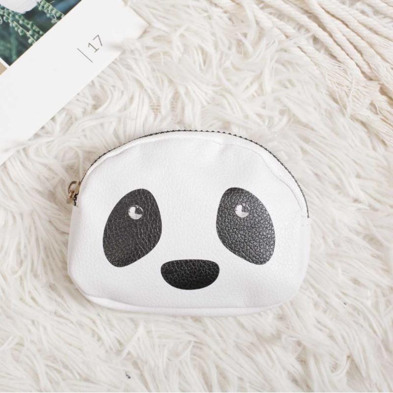 Creative Double Layer Coin Purse Panda Shape Multifunctional Key Bag Zipper Portable Small Handbag
